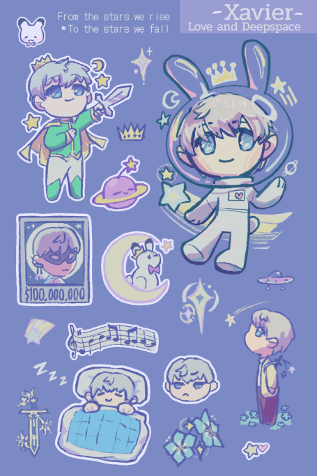 Xavier from love and Deepspace sticker sheet